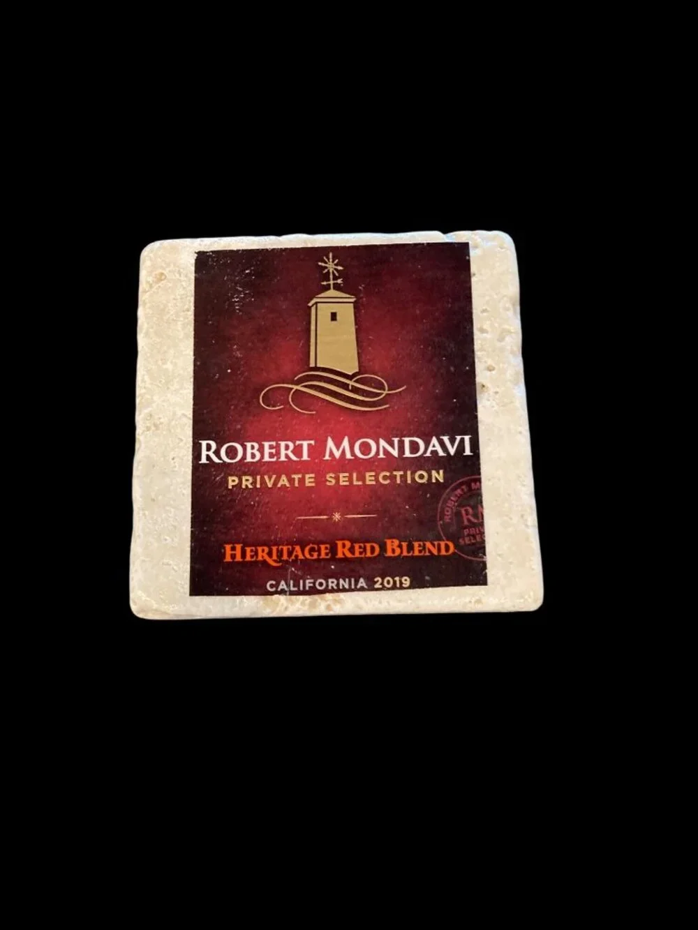 Handmade Natural Stone Marble Drink Coasters - French Wine Theme Set of 4 New